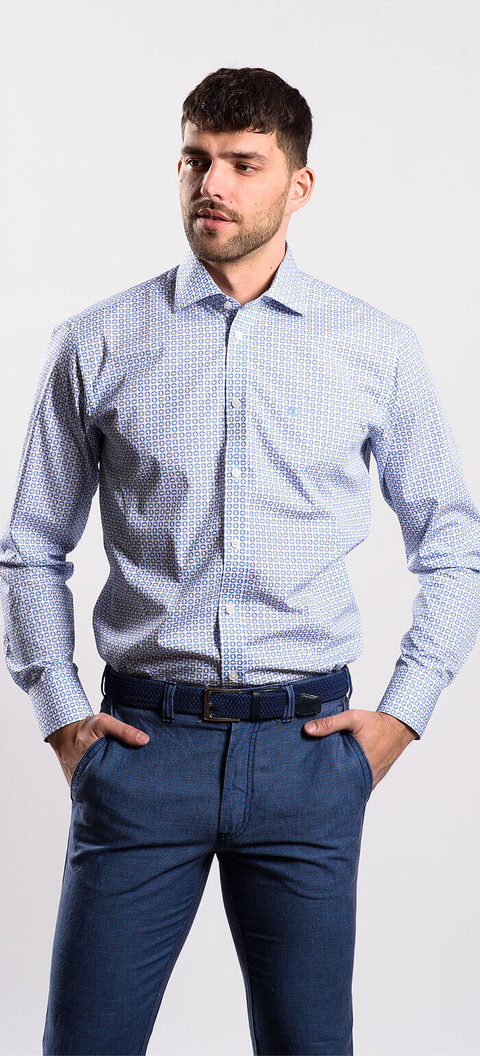 Modrá vzorovaná Extra Slim Fit košile
