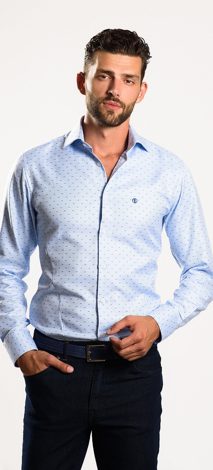 Modrá vzorovaná Extra Slim Fit košile