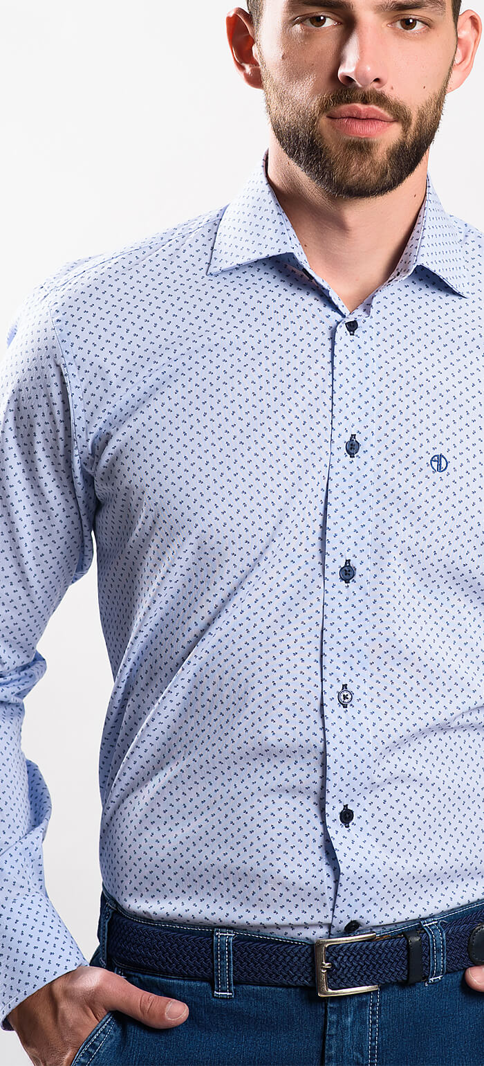 Modrá vzorovaná Slim Fit košile