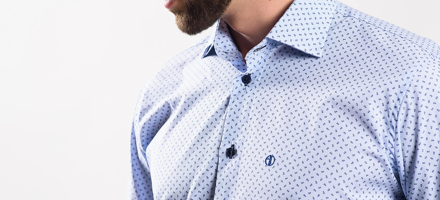 Modrá vzorovaná Slim Fit košile