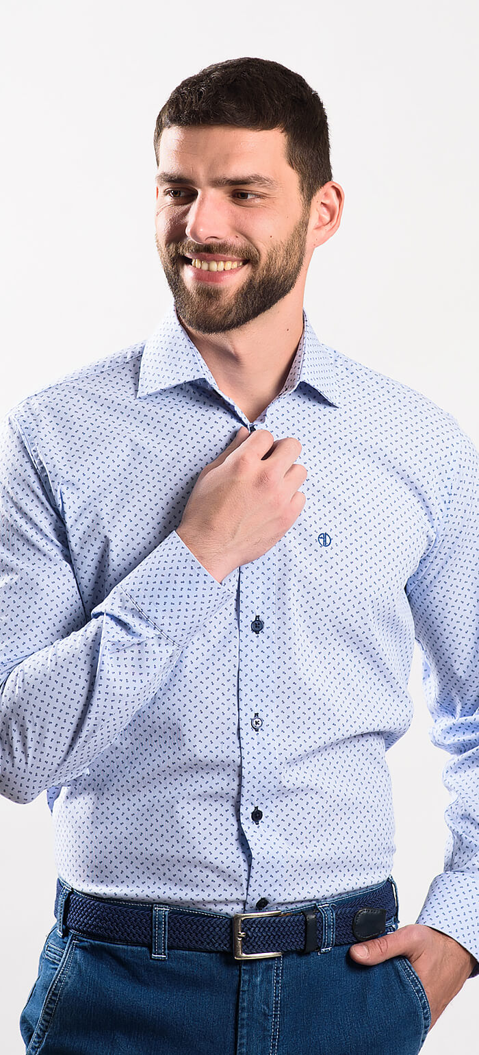 Modrá vzorovaná Slim Fit košile