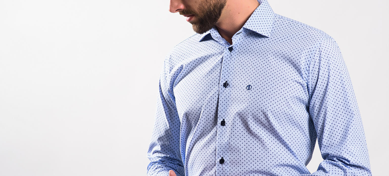 Modrá vzorovaná Slim Fit košile