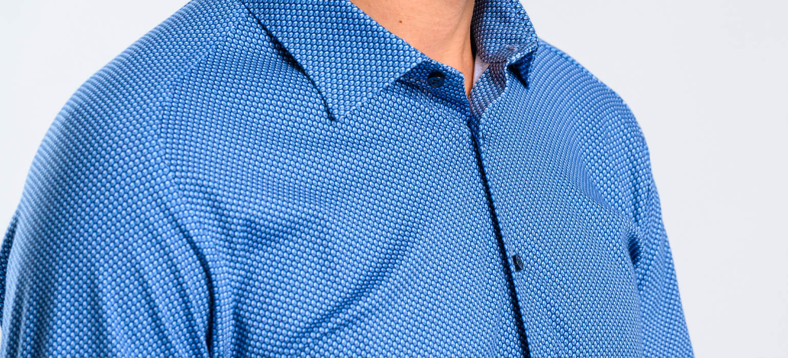 Modrá vzorovaná strečová Extra Slim Fit košile s nemačkavou úpravou
