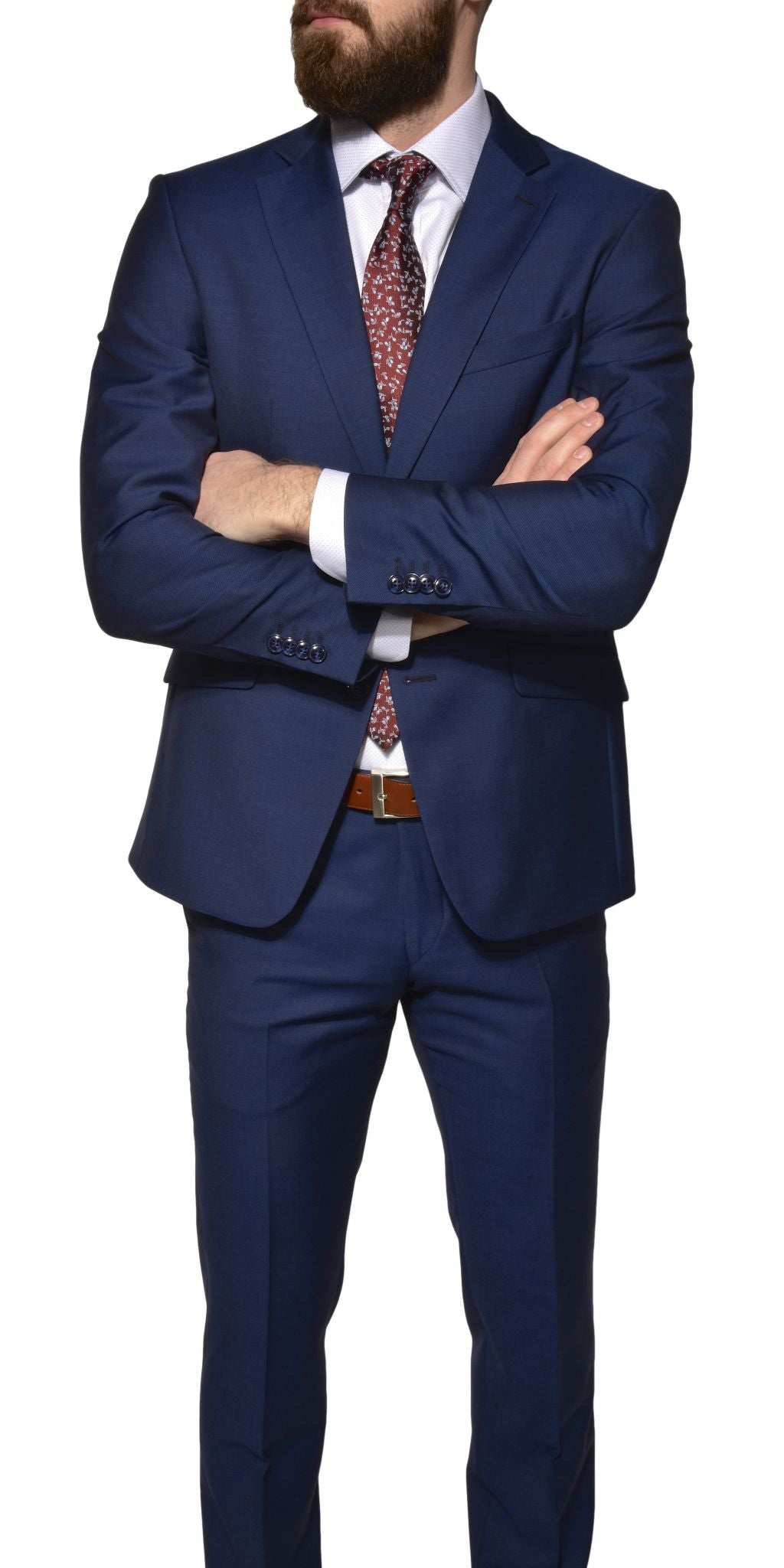 Modrý vlněný Slim Fit oblek