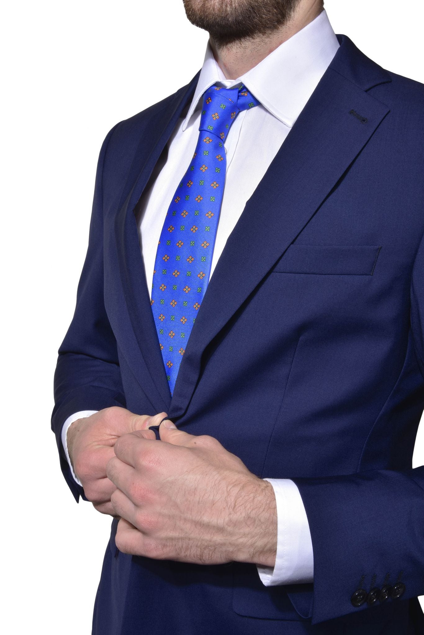 Modrý vlněný Slim Fit oblek