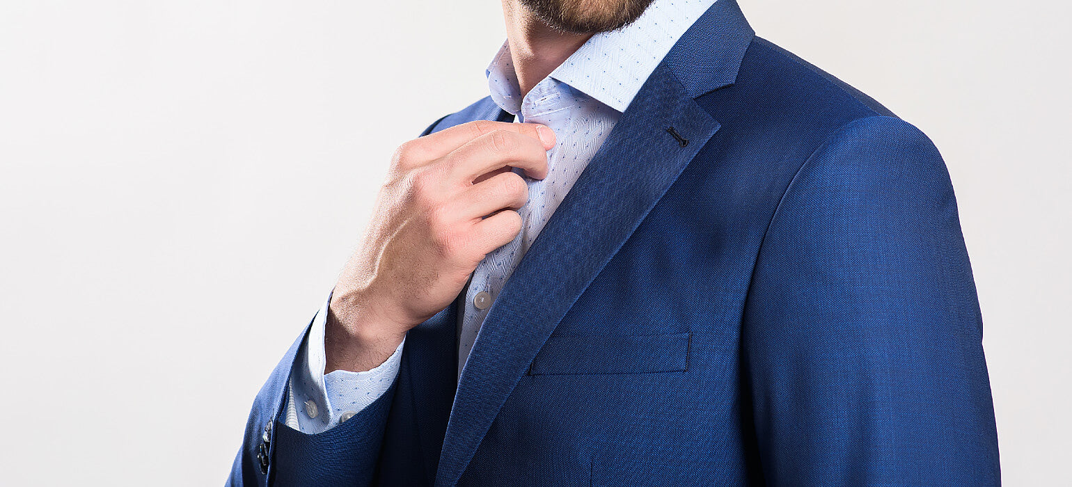 Modrý vlněný Slim Fit oblek