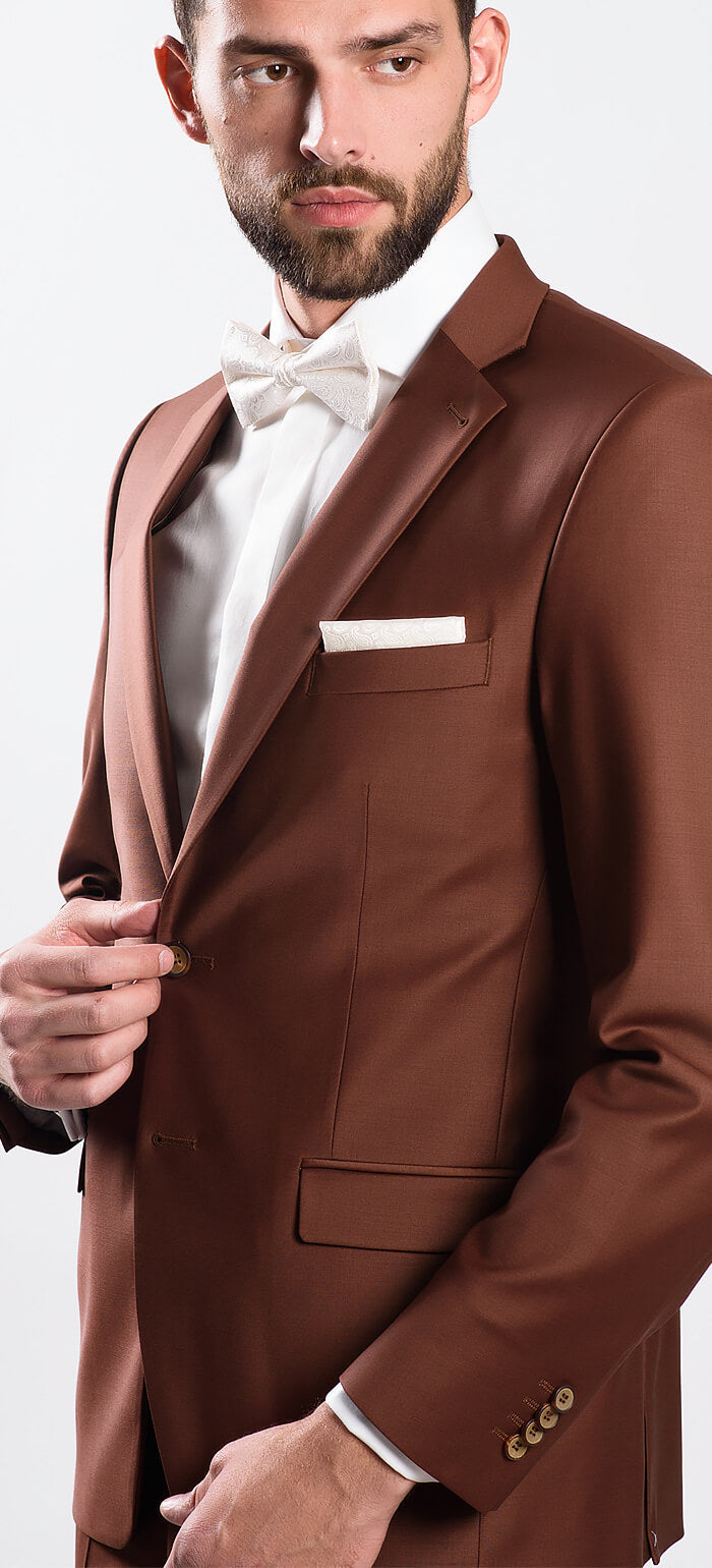 Skořicový svatební Slim Fit oblek