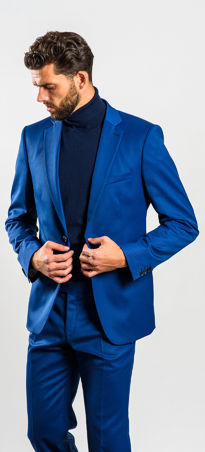 Slim Fit oblek královské modré barvy XL