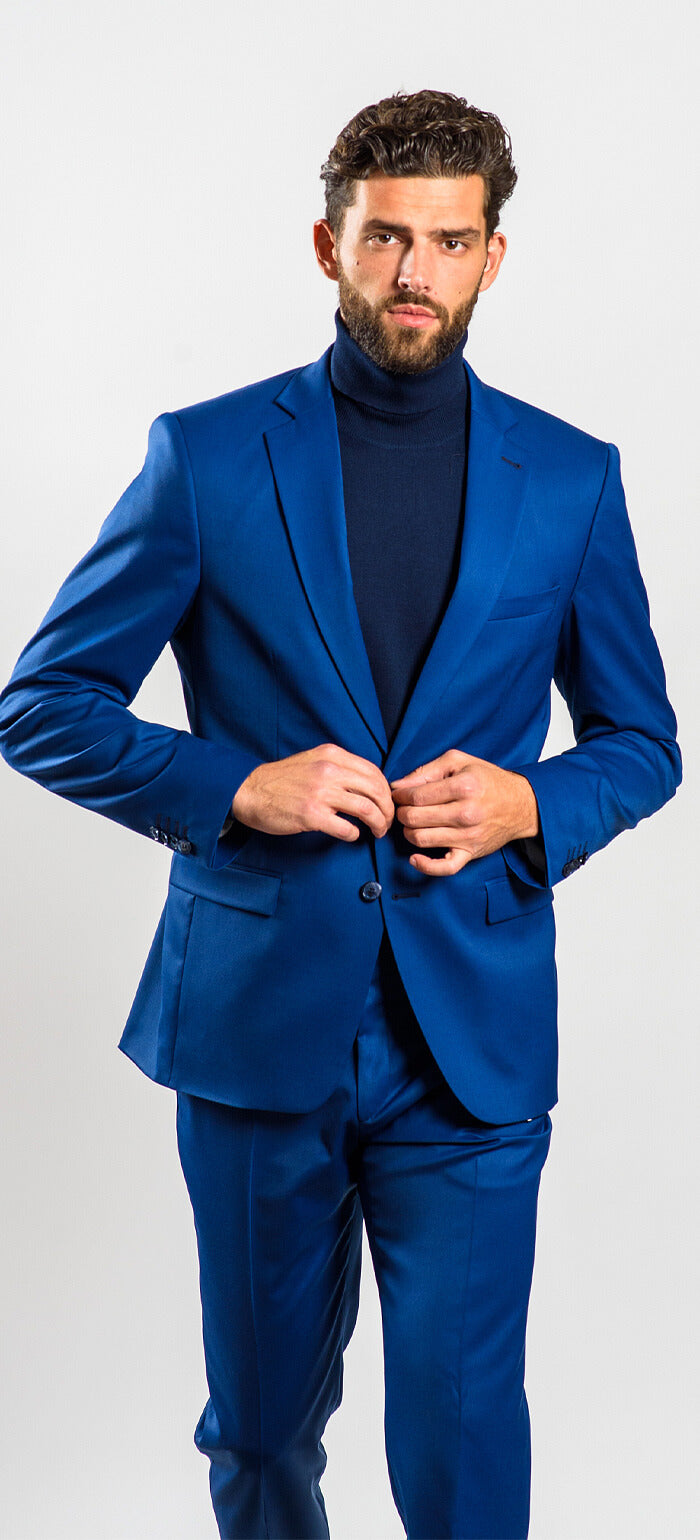 Slim Fit oblek královské modré barvy XL