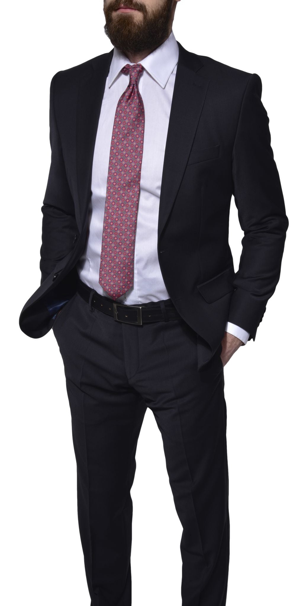 Tmavě modrý Slim Fit oblek