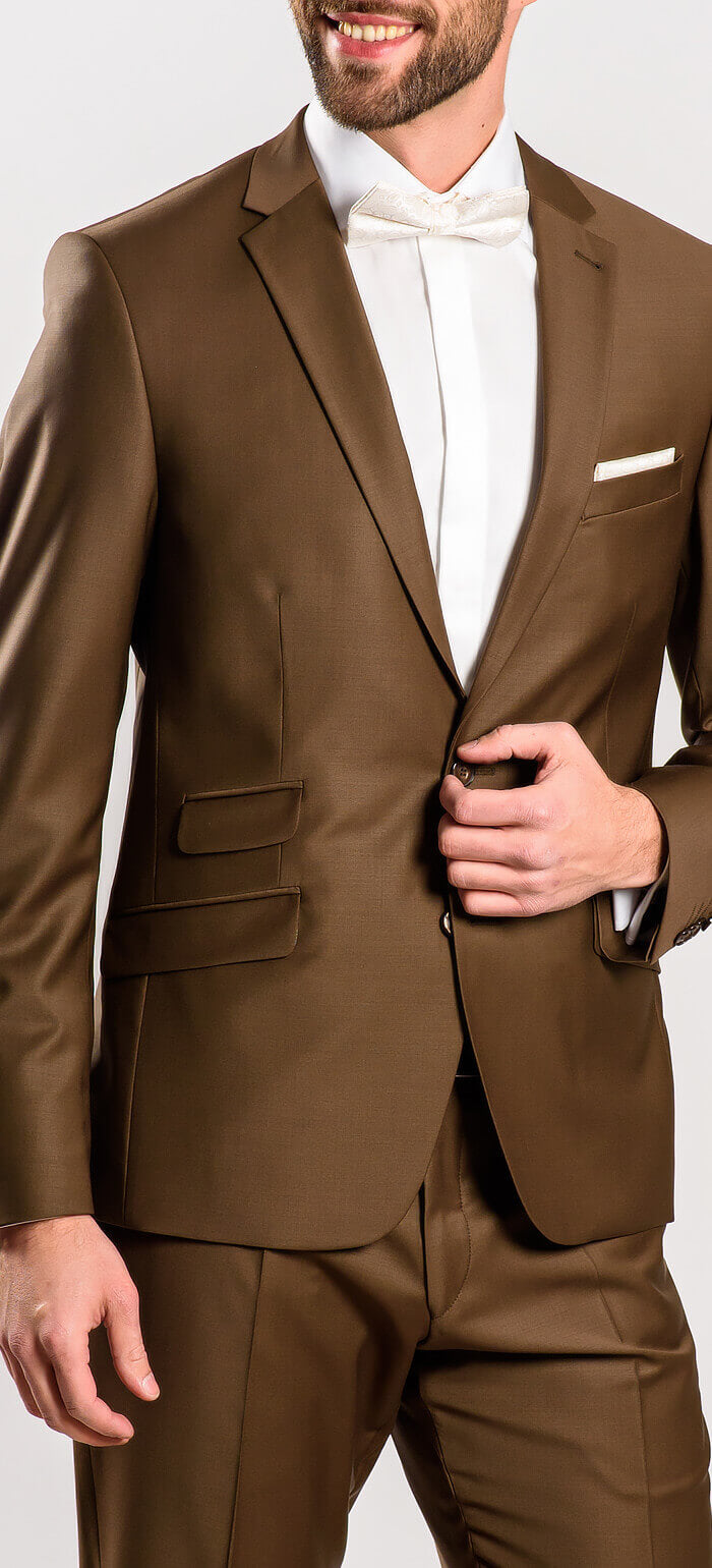 Tmavě hnědý svatební Slim Fit oblek