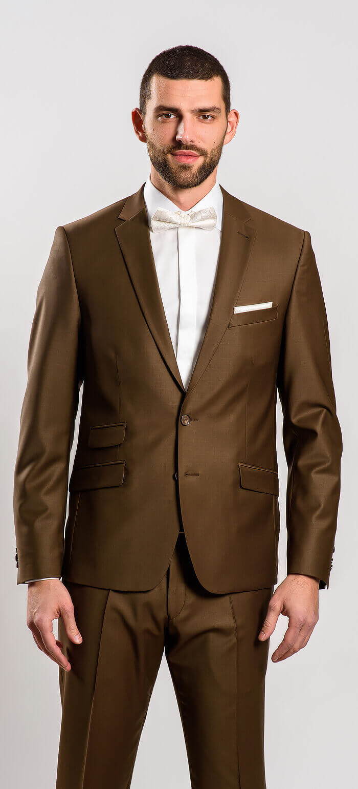 Tmavě hnědý svatební Slim Fit oblek
