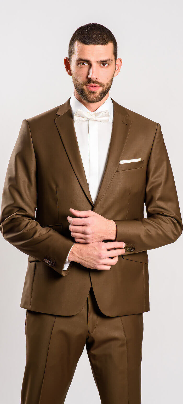Tmavě hnědý svatební Slim Fit oblek