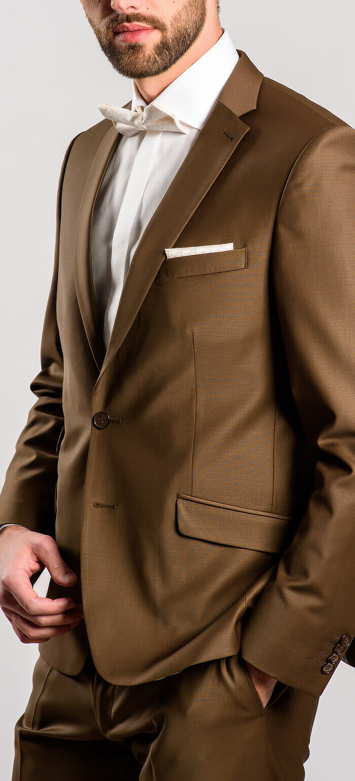 Tmavě hnědý svatební Slim Fit oblek