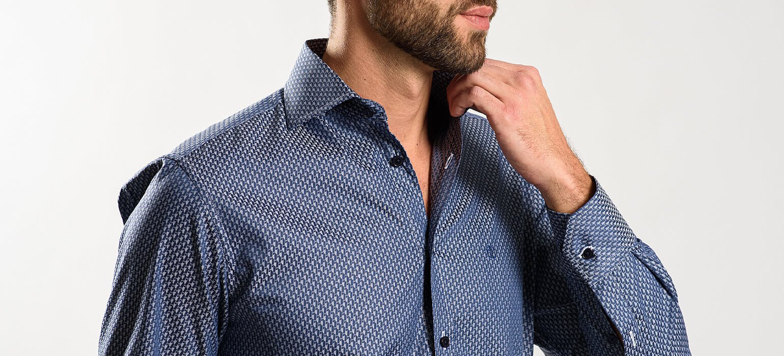 Tmavě modrá Extra Slim Fit košile se vzorem