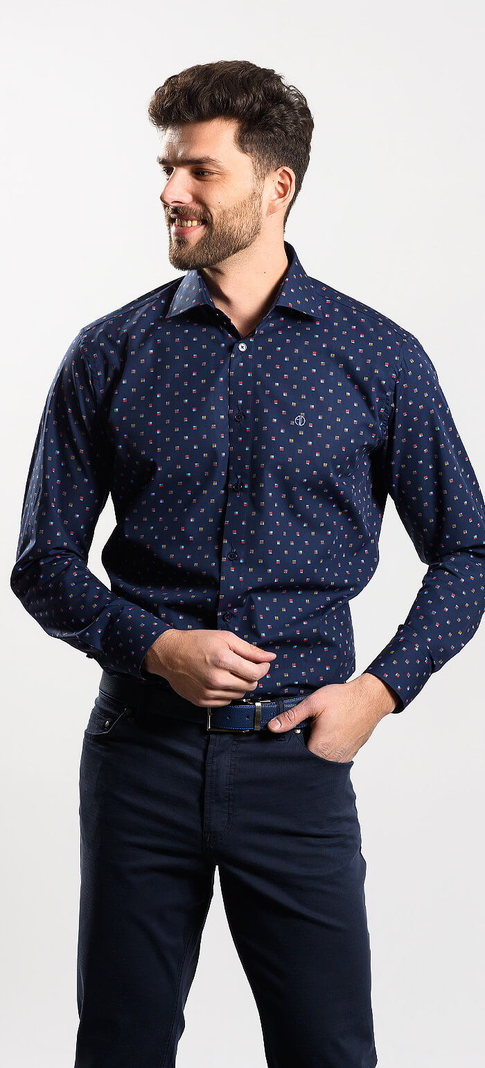 Tmavě modrá volnočasová Extra Slim Fit košile