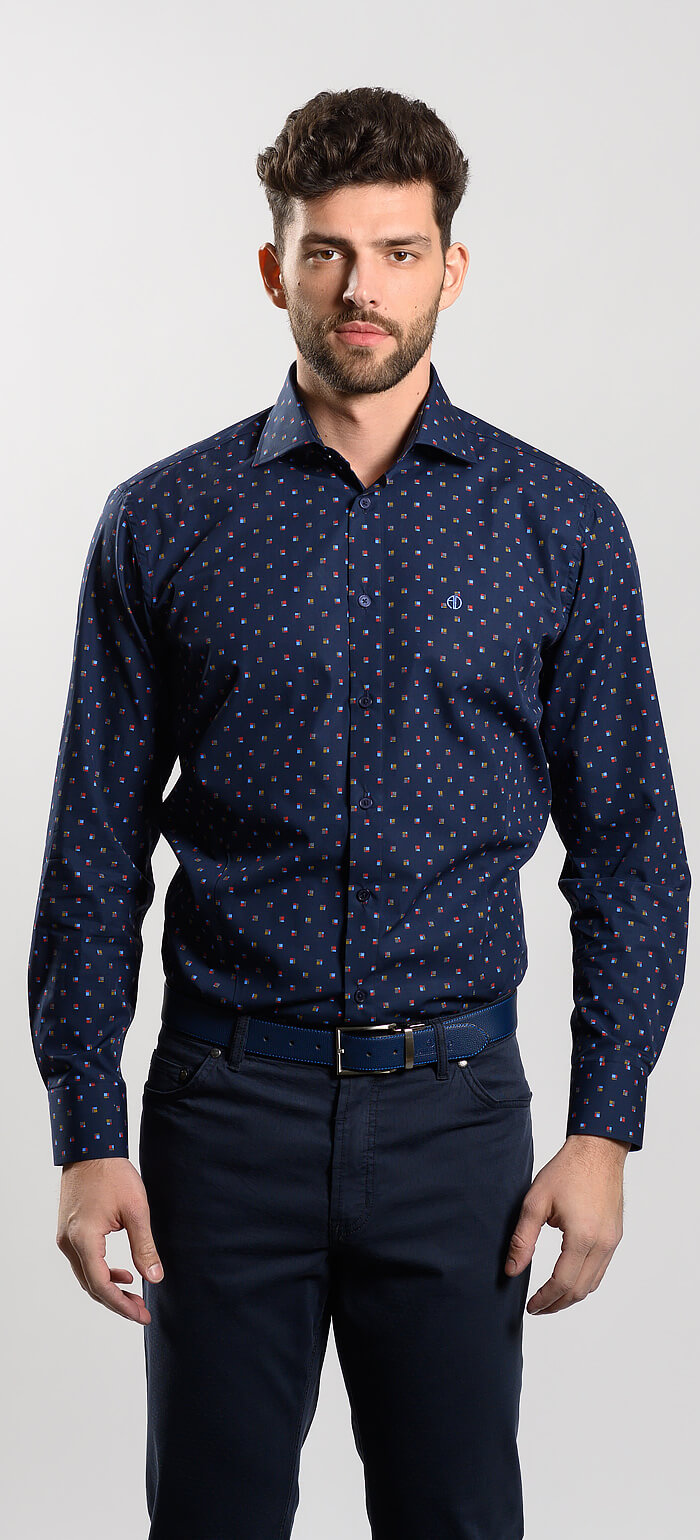Tmavě modrá volnočasová Extra Slim Fit košile
