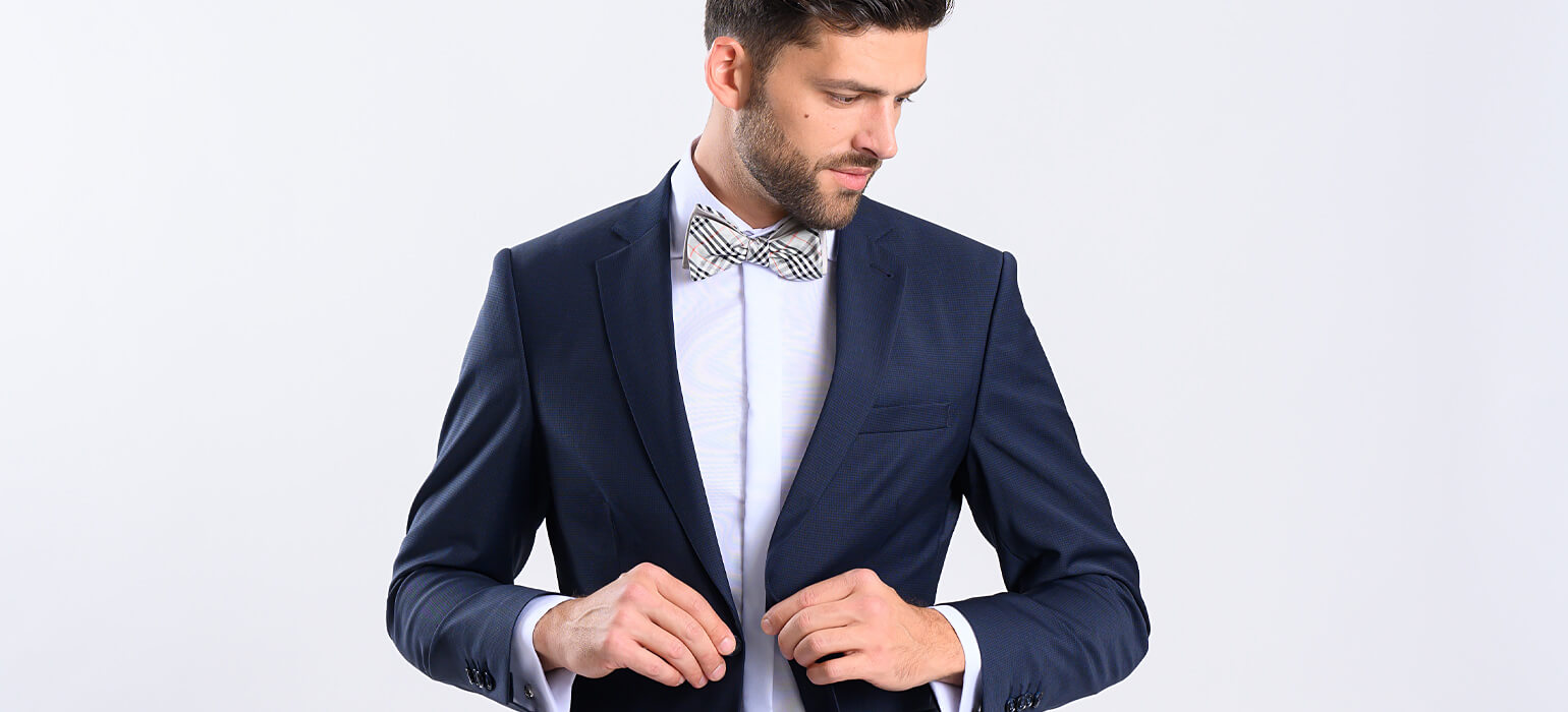 Tmavě modrý Slim Fit oblek s drobným kárem XL velikosti