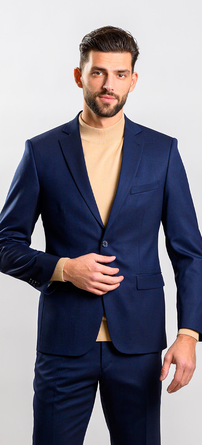 Tmavě modrý Slim Fit oblek - XL velikosti