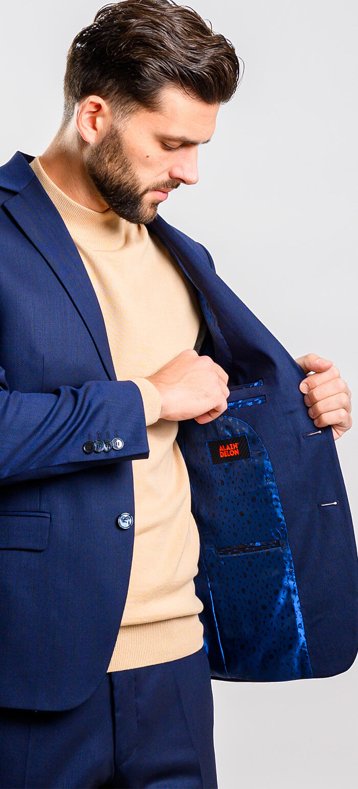 Tmavě modrý Slim Fit oblek - XL velikosti