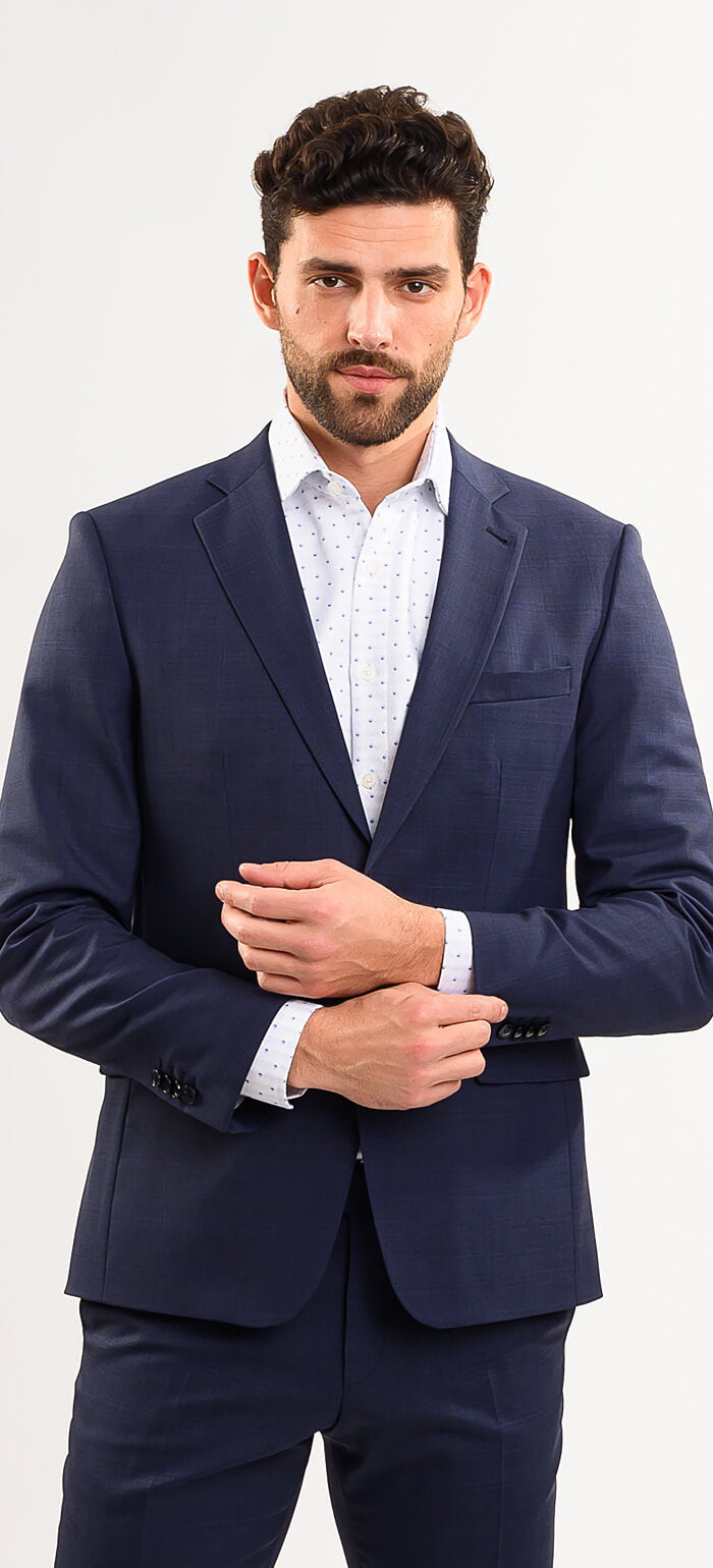 Tmavě modrý Slim Fit oblek - XL velikosti