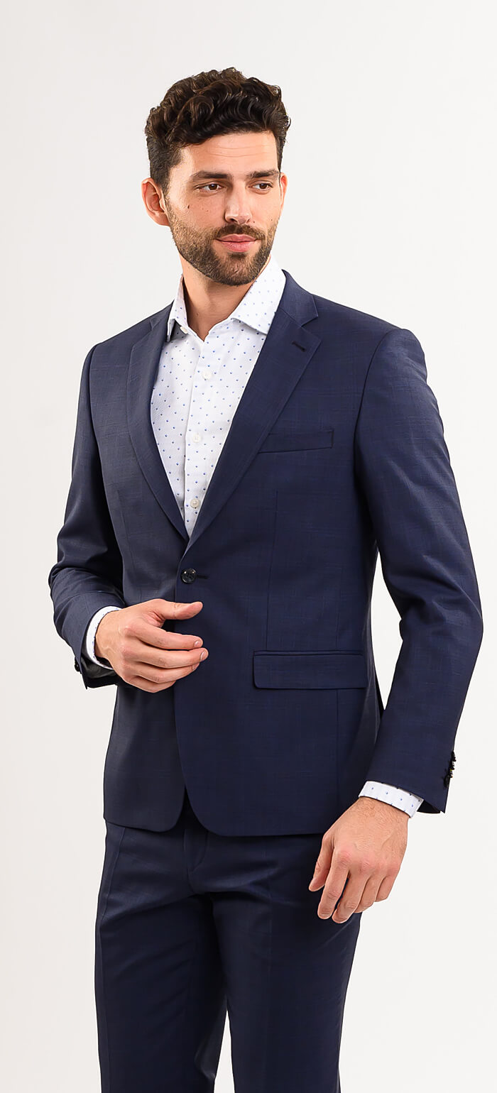 Tmavě modrý Slim Fit oblek - XL velikosti