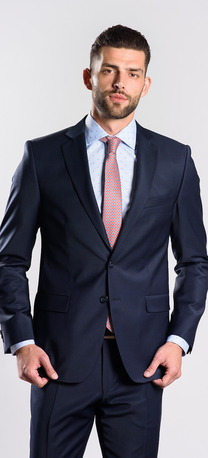 Tmavě modrý Slim Fit oblek XL