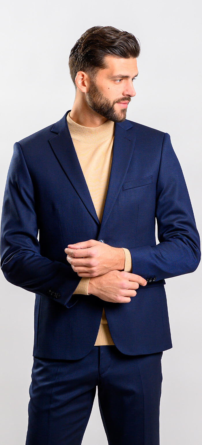 Tmavě modrý Slim Fit oblek