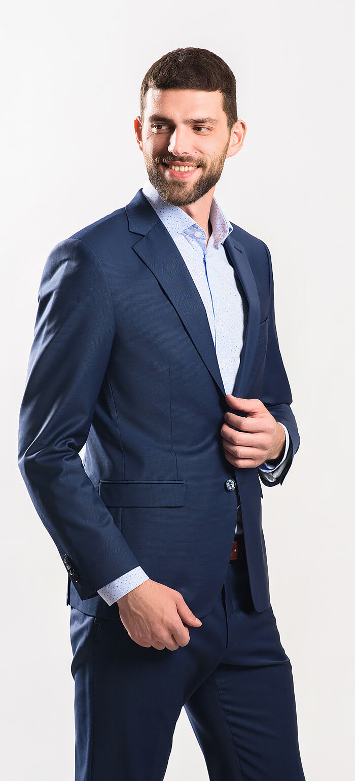 Tmavě modrý Slim Fit oblek