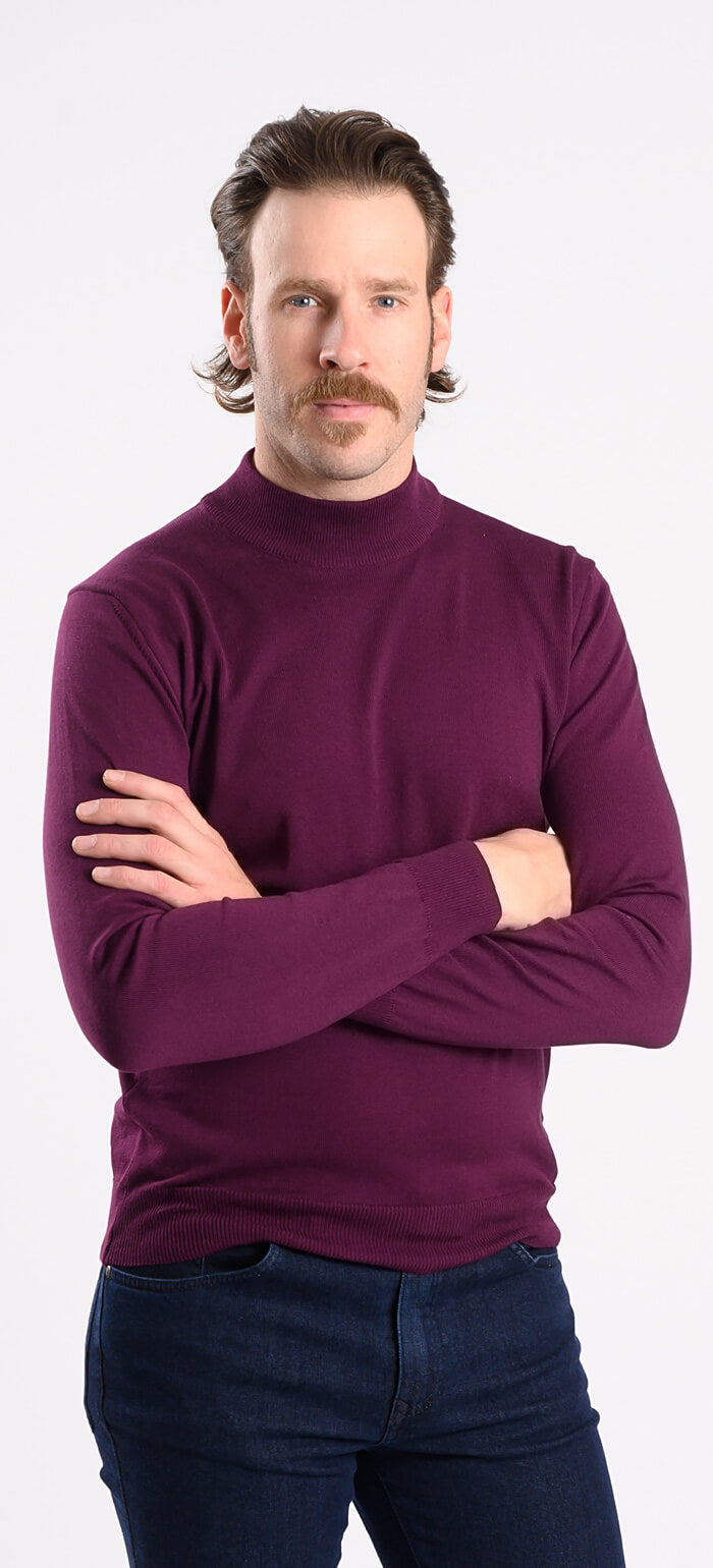 Vínově červený bavlněný polorolák