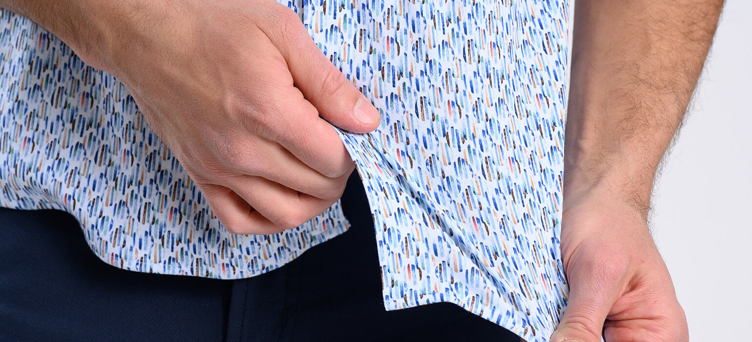 Vzorovaná strečová Extra Slim Fit košile s krátkým rukávem