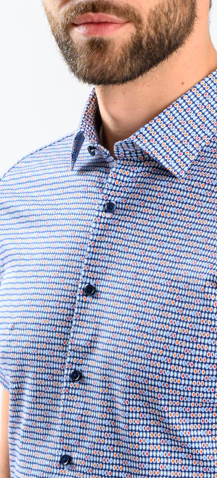 Vzorovaná strečová Extra Slim Fit košile s krátkým rukávem