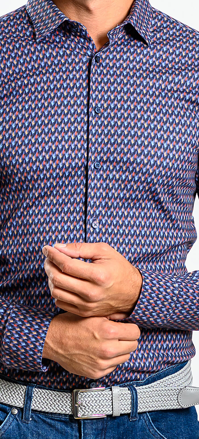 Vzorovaná strečová Extra Slim Fit košeľa s nekrčivou úpravou