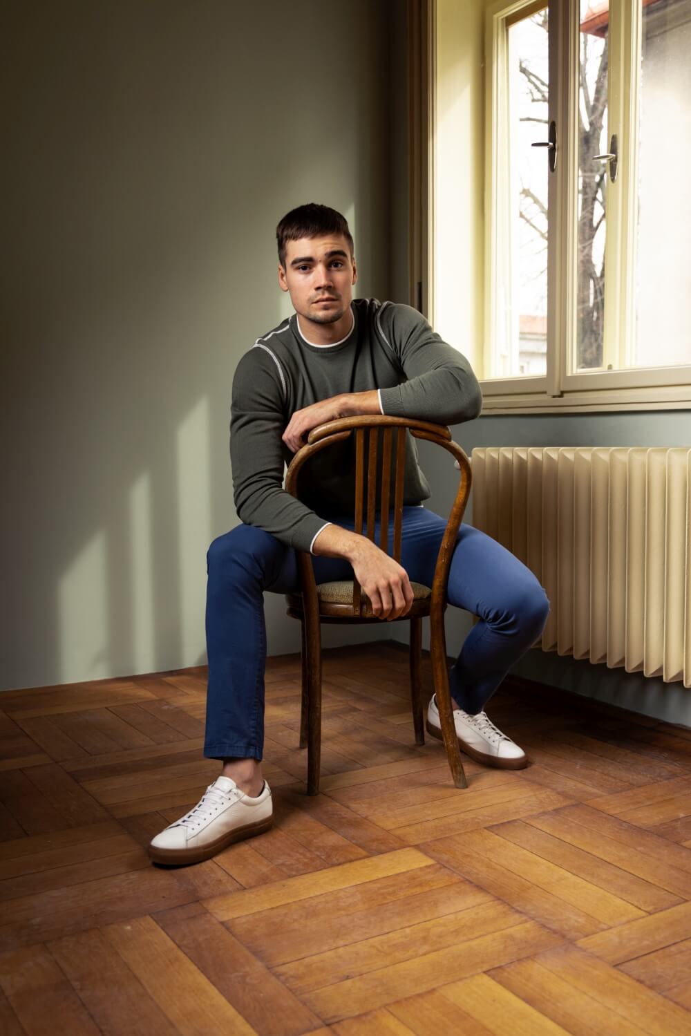 Zelený bavlněný pulovr
